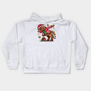 Dabbin' Through the Holidays: Plaid Horse Christmas T-Shirt Kids Hoodie